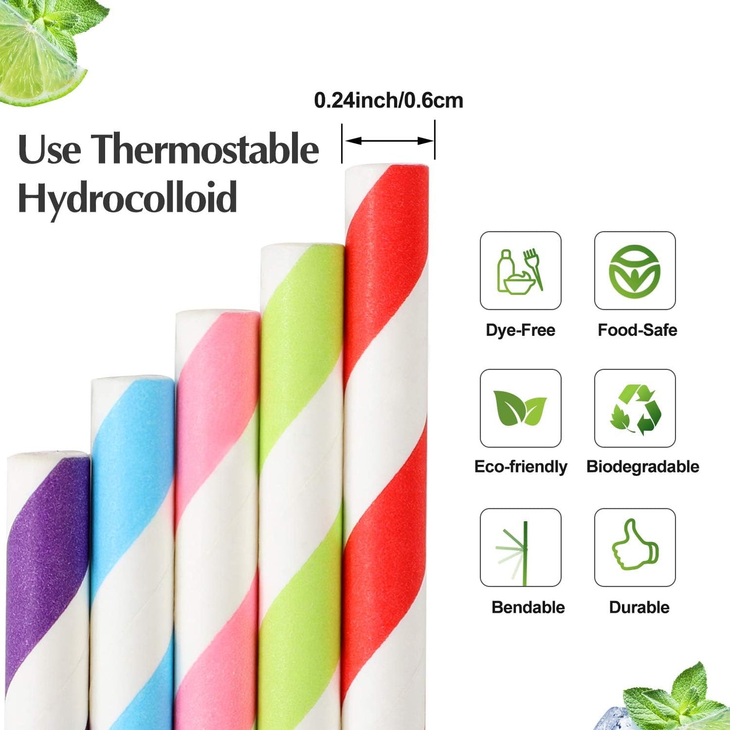 Pro Mael Paper Drinking Straws, Flexible Straws for Juices, Shakes, Smoothies, Disposable Straw for Birthdays, Weddings & Party (200 Pack, 5 Colors)