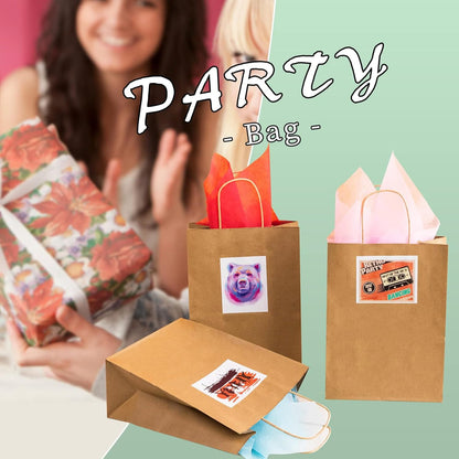 RACETOP 32 Pack Small Paper Gift Bags with Handles, 5.8"×3.2"×8.25" Kraft Paper Party Favor Bags Bulk for Kids Birthday, Baby Shower, Crafts, Wedding, Party Supplies (8 Colors)