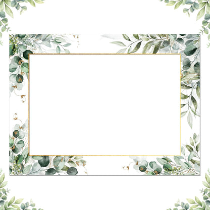 BreezeHug 32 x 24 Inch Large Wedding Photo Booth Props Frame DIY PVC Cutouts Photo Booth Selfie Frame for Wedding Bridal Shower Baby Shower Anniversary Party Supplies Decorations(Eucalyptus)