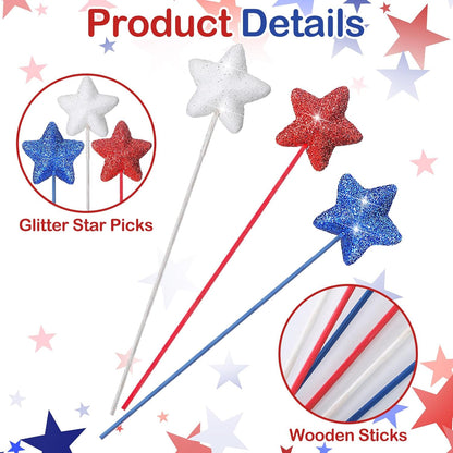 Suzile 60 Pcs Golden Star Floral Pick 8'' Star Centerpiece Table Decor Gold Glitter Craft Stick Sparkly Foam Stem for Floral Arrangement Wreath Wedding Bridal Baby Shower Birthday Stars Arrangement