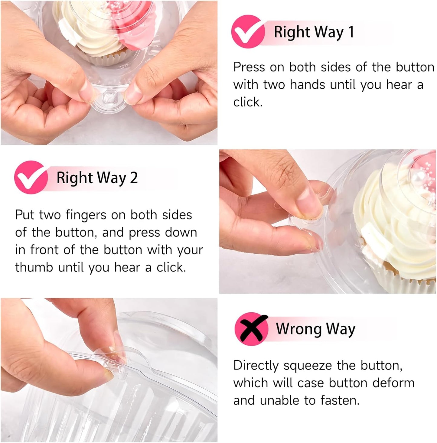 Zezzxu 100 Pack Individual Cupcake Containers, Clear Plastic Cupcake Holders with Dome Lids, Single Cupcake Carriers for Cupcakes, Hot Cocoa Bombs, Muffins, Pastries