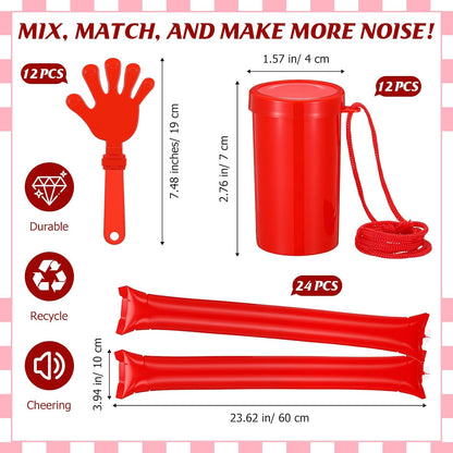 48 Pcs Cheering Noisemakers Set Included 12 Pcs Mini Air Horns Noisemakers 12 Hand Clappers 24 Thunder Sticks for Birthdays Sporting Events (Horn,Blue)