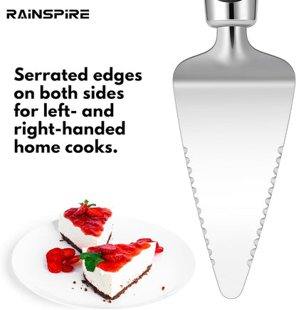 Rainspire Pie Server Spatula Stainless Steel, Pie Cutter Cake Cutter Slicer, Cake Server Spatula, Dishwasher Safe, Edges On Both Sides, Black