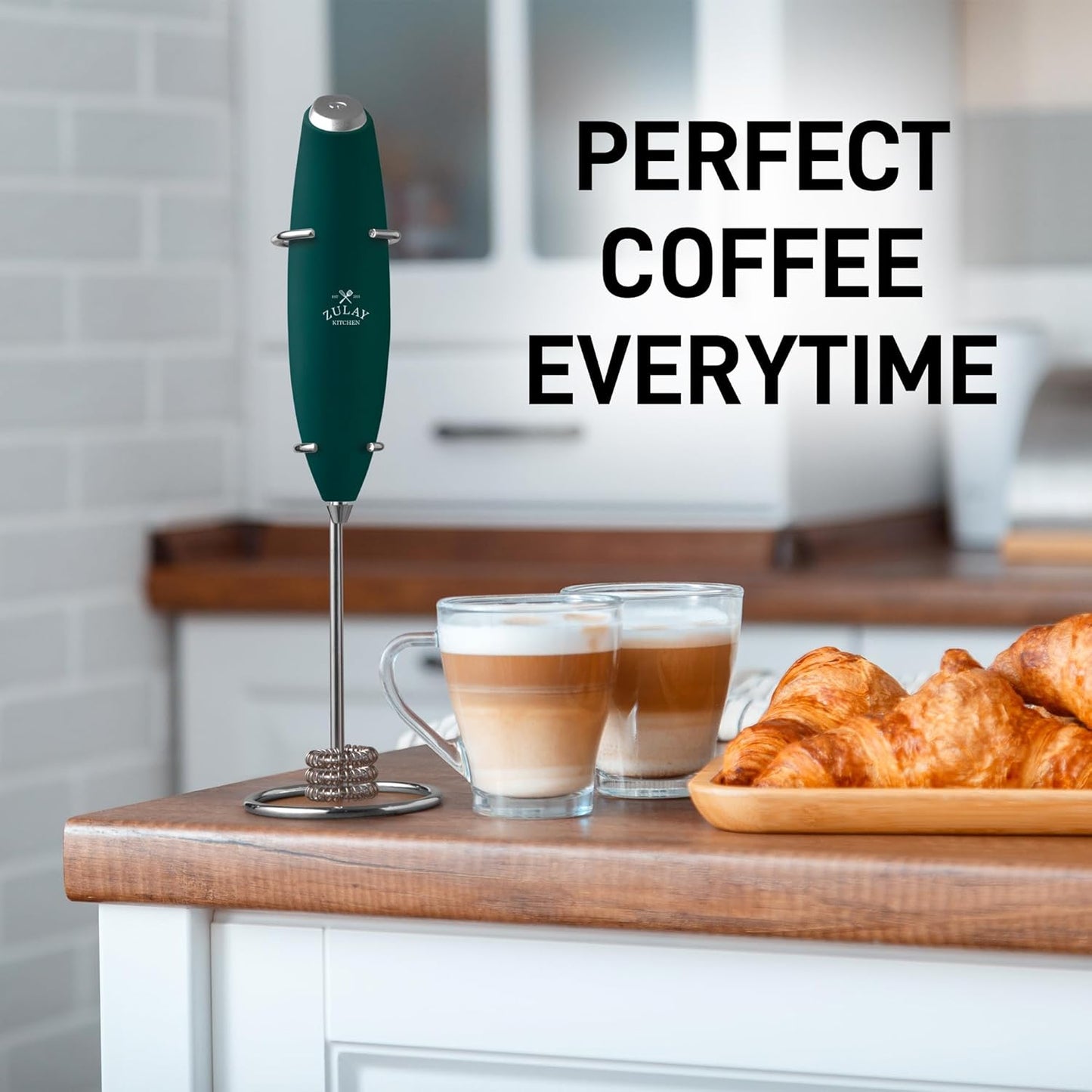 Zulay Kitchen Powerful Milk Frother Wand With Duracell Batteries - Ultra Fast Handheld Drink Mixer - Electric Whisk Foam Maker for Coffee, Lattes, Cappuccino & Matcha - Z1 Motor - Black - Colors B