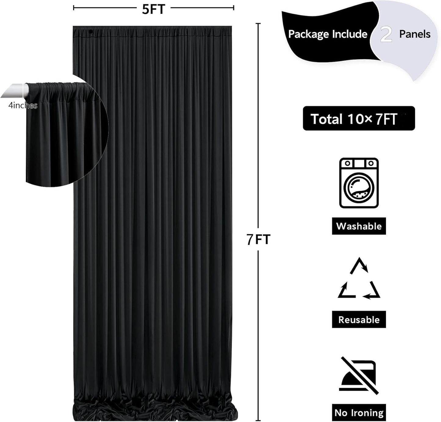 10 ft x 10 ft Wrinkle Free White Backdrop Curtains for Wedding Parties, Polyester Photography Backdrop Drapes for Birthday Parties Stage Backdrop Stand, 2 Panels 5x10FT Background Curtains