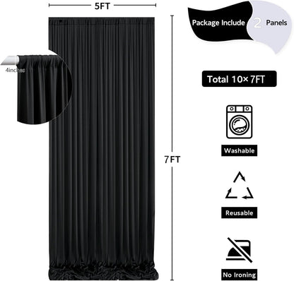 10 ft x 10 ft Wrinkle Free White Backdrop Curtains for Wedding Parties, Polyester Photography Backdrop Drapes for Birthday Parties Stage Backdrop Stand, 2 Panels 5x10FT Background Curtains
