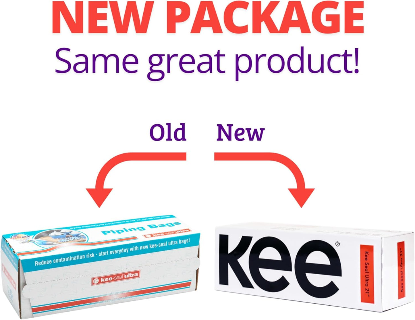 KEE-SEAL ULTRA Disposable Pastry Bags, Piping Bag with Non-Slip Outer Surface, Smooth-Flow Interior, Easy Tear Perforation, Convenient Dispenser Box, 18-Inch, Clear