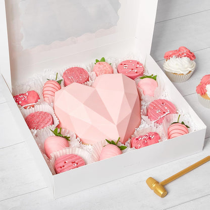 Kucoele 20 PCS Pie Boxes, 9 x 9 x 2.5 Inches Bakery Boxes with Window, Auto-Popup Cookie Boxes White Treat Boxes for Chocolate Strawberries, Pastries, Muffins, Donuts