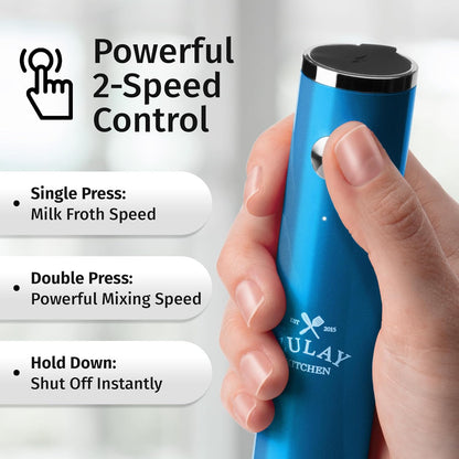 Zulay Kitchen Powerful Milk Frother Wand With Duracell Batteries - Ultra Fast Handheld Drink Mixer - Electric Whisk Foam Maker for Coffee, Lattes, Cappuccino & Matcha - Z1 Motor - Black - Colors D