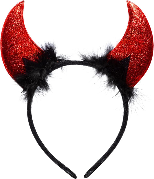 Spooktacular Creations Halloween Devil Horns Headband, Red Headwear Costume Accessories for Women Halloween Party Favors, Cosplay Costume