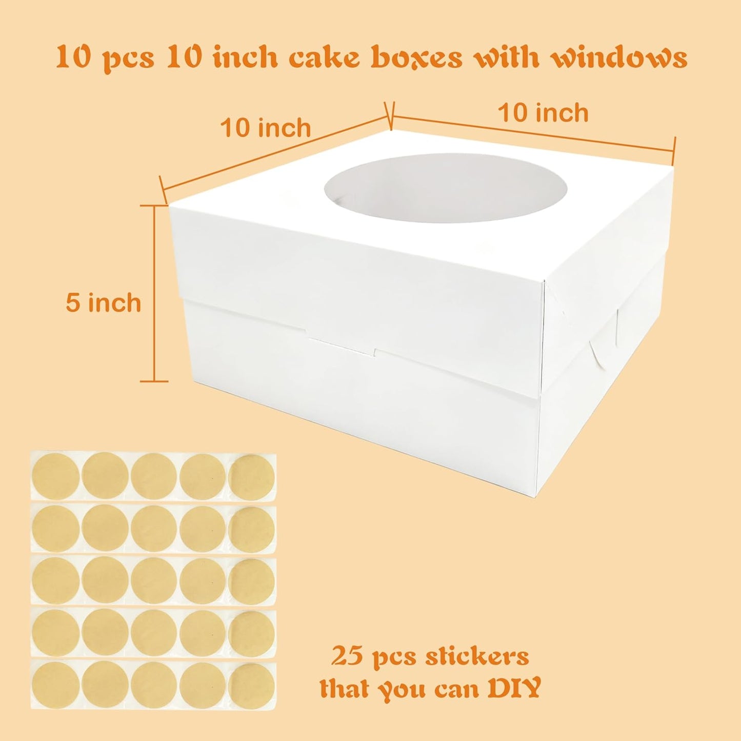 15 Pcs Cake Boxes,12x12x8 Inches White Bakery Boxes with Window,Tall Dessert Boxes,Cookie Boxes for Multi-Layer Cakes,Cake Containers for Birthday,Party,Valentine’s Day by GBF