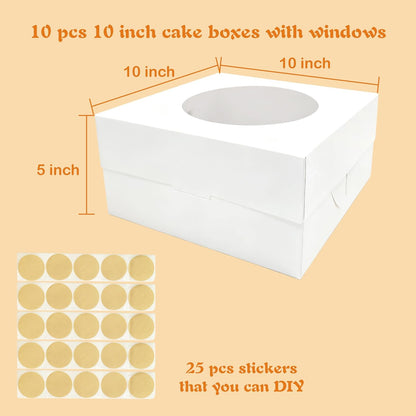 15 Pcs Cake Boxes,12x12x8 Inches White Bakery Boxes with Window,Tall Dessert Boxes,Cookie Boxes for Multi-Layer Cakes,Cake Containers for Birthday,Party,Valentine’s Day by GBF