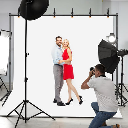 3-in-1 Backdrop Stand Kit 10x8.5 ft for Photography Studio, T-Shape Backdrop Stand for Wedding Parties, Background Stand for Photo Video Studio with Carring Bag, 6 Clamps, 2 Sandbags
