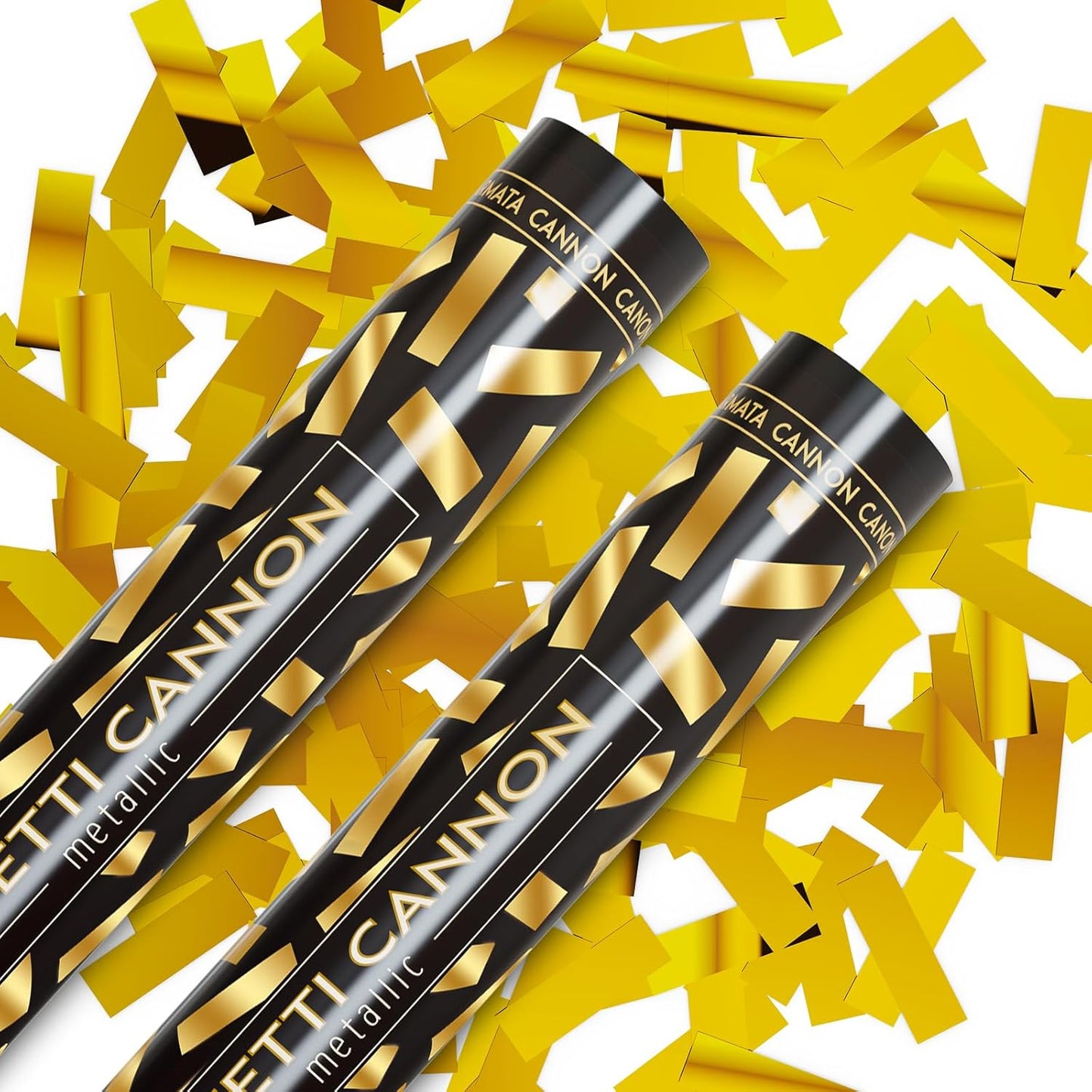 Confetti Cannons Confetti Poppers 5 Pack,15 Inch Gold Party Poppers Confetti Shooters, WORKKEEP Yello Confetti Pop for Birthday Wedding Celebration Halloween Decorations Air Powered Confetti Gun