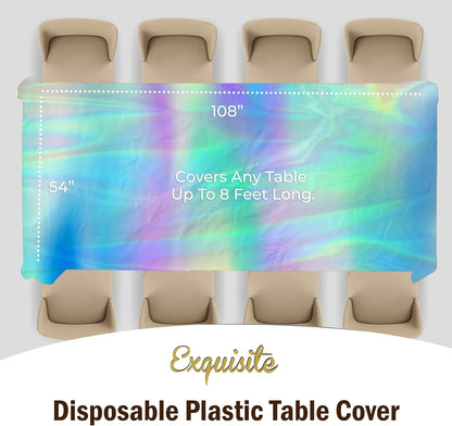 12-Pack Premium Plastic Tablecloth 54in. x 108in. Rectangle Table Cover - Dark Blue - Colors A