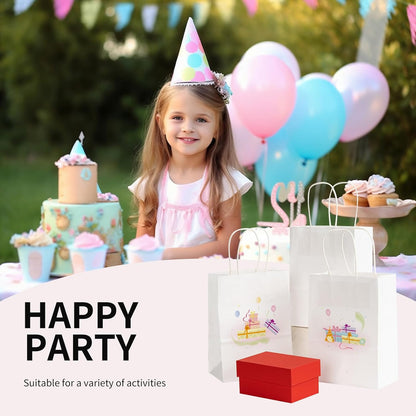 RACETOP 32 Pack Small Paper Gift Bags with Handles, 5.8"×3.2"×8.25" Kraft Paper Party Favor Bags Bulk for Kids Birthday, Baby Shower, Crafts, Wedding, Party Supplies (8 Colors)