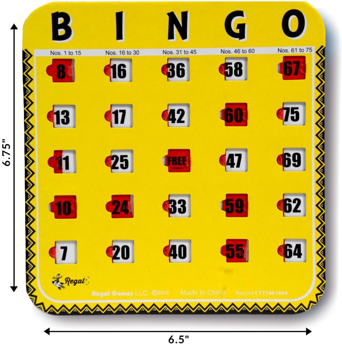 Regal Bingo Bulk Bingo Cards with Sliding Windows - Reusable Large Print Bingo Game Cards for Adults Large Group - 8 Pack, Yellow
