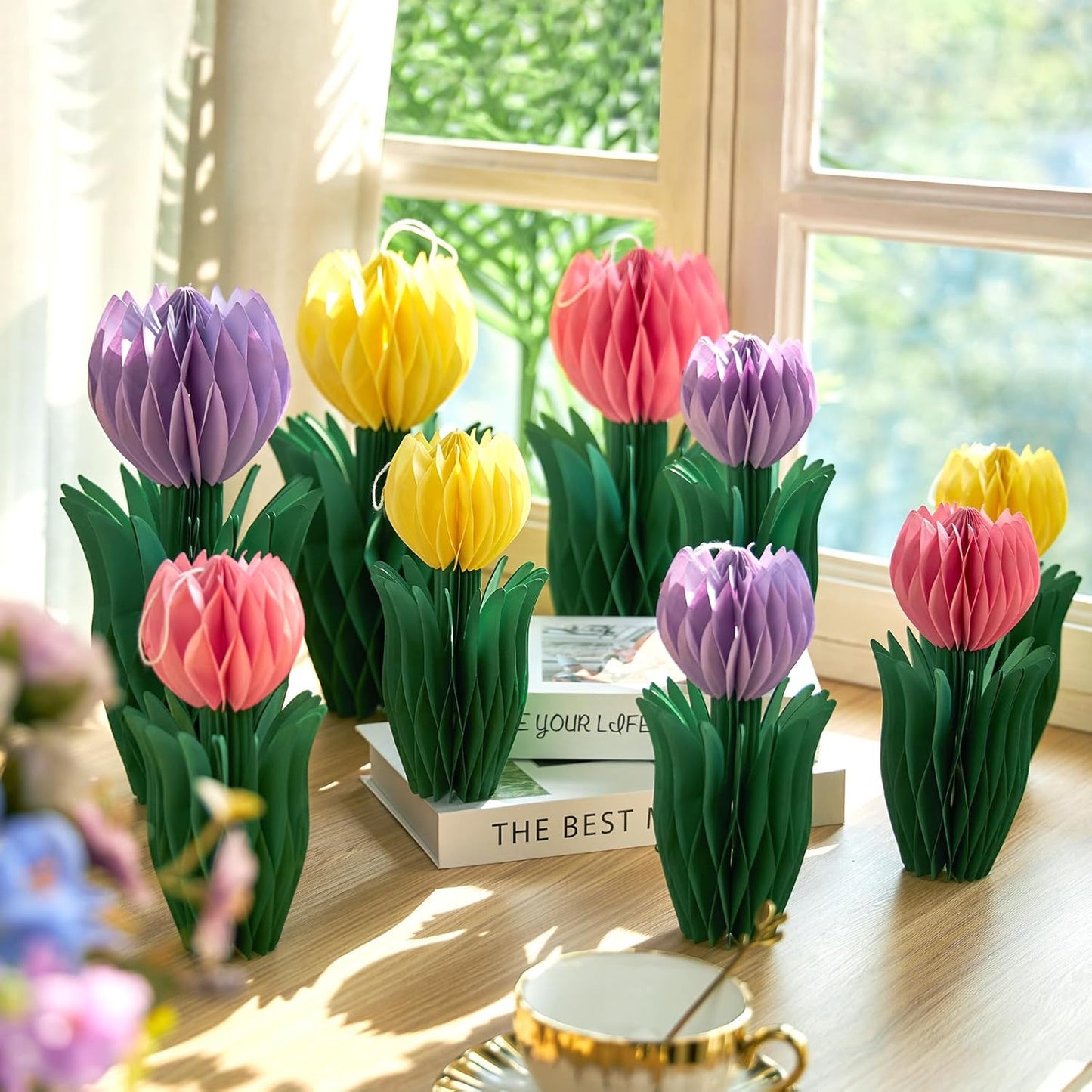 SUNBEAUTY 9PCS Spring Wildflower Party Decorations Wild Flowers Honeycomb Centerpieces for Tables Wildflower Birthday Spring Flower Theme Party Decorations for Garden Baby Shower, Easter, Mothers Day