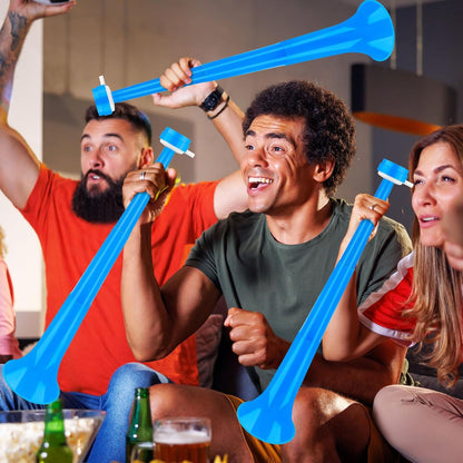 Denylo pro Collapsible Stadium Horn 24 Inch Vuvuzela Plastic Trumpet Horn Blue Blow Horn Loud Sound Soccer Horn Noisemakers for Sporting Events Graduation Party Supplies