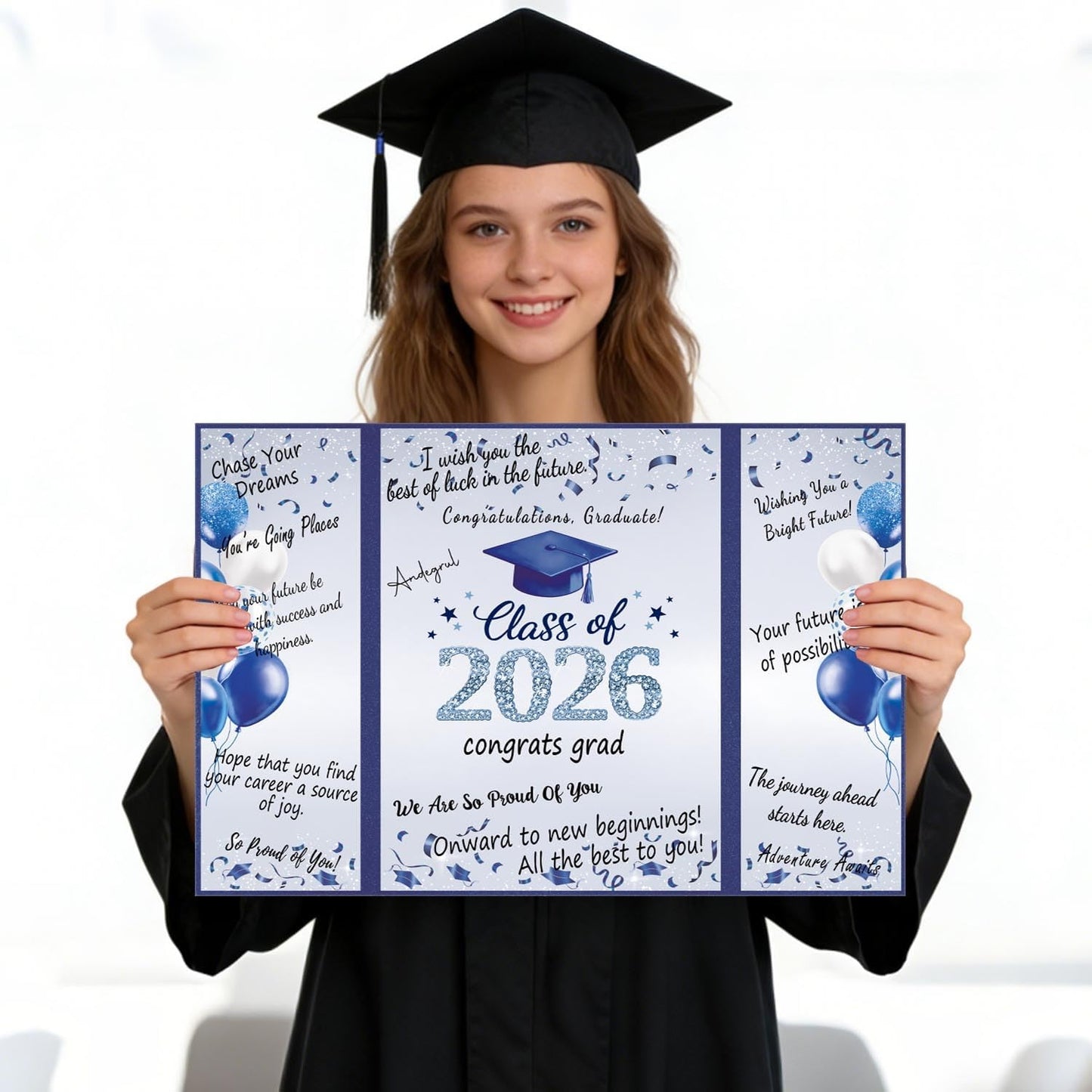 QIYANPAX Graduation Guest Book 2026, Blue and Gold Graduation Decorations Class of 2026, Graduation Signature Book, Congrats Grad Guest Book Alternative, Unique Graduation Gifts
