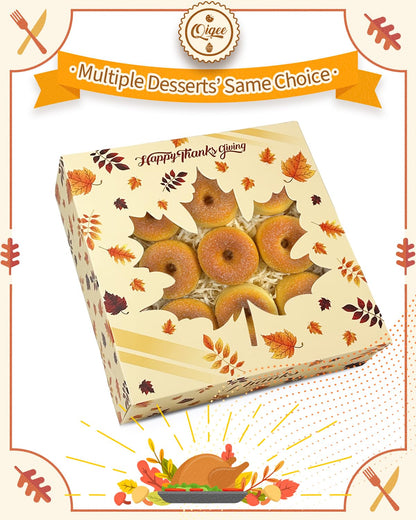 qiqee 8x8x2.5 Inch White Pastry Box With Window Donut Pie Boxes 12pcs Bakery Box (Auto-pop Up)