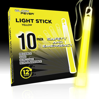 Glow Fever Emergency Safety Military Grade Glow Sticks, 30pcs 6'' Lightsticks, Light Up Ultra Bright with 12 Hours Duration. for Hiking Party Camping Blackouts Hurricane Shelter Survival Kit (Yellow)