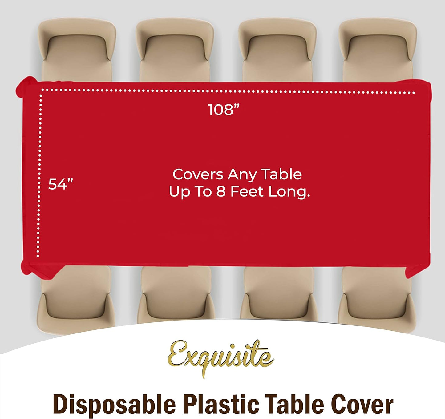 12-Pack Premium Plastic Tablecloth 54in. x 108in. Rectangle Table Cover - Dark Blue - Colors B