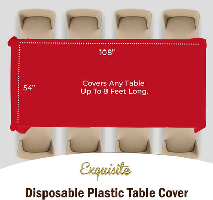 12-Pack Premium Plastic Tablecloth 54in. x 108in. Rectangle Table Cover - Dark Blue - Colors B