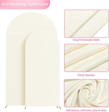 Wokceer Wedding Arch Backdrop Stand and Cover Set of 2 Metal Arch Stand with Arch Cover White 7.2FT, 6FT for Birthday Party Wedding Ceremony Bridal Baby Shower Event Decor
