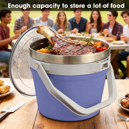 COKTIK 7L Vacuum Insulated Ice Bucket with Lid and Scoop& Tongs，Large capacity Stainless Steel Beverage Bucket for Cocktail, Champagne, Wine, Beer，Large Parties（Milk White Suit）