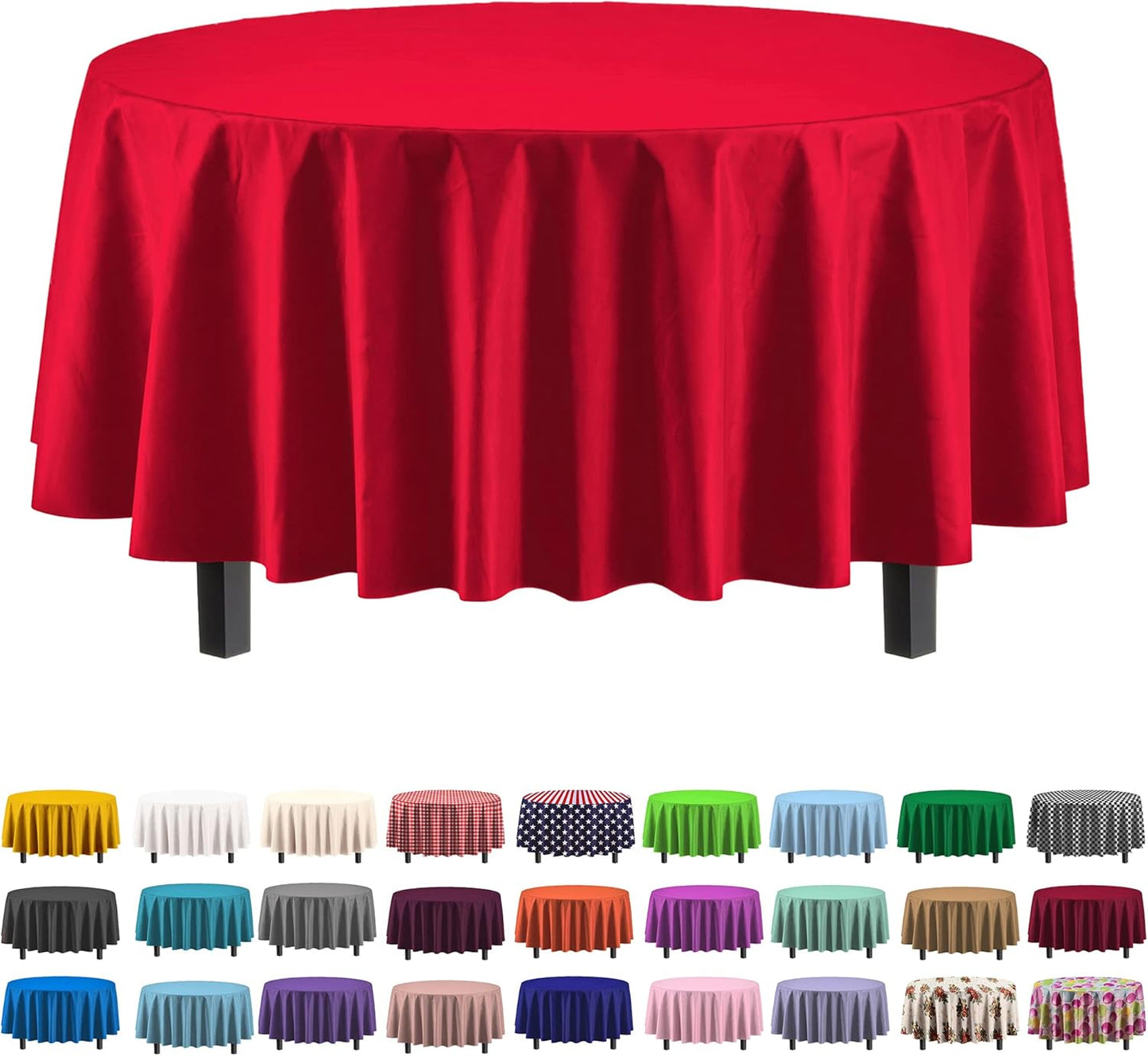 12-Pack Premium Plastic Tablecloth 54in. x 108in. Rectangle Table Cover - Dark Blue - Colors B
