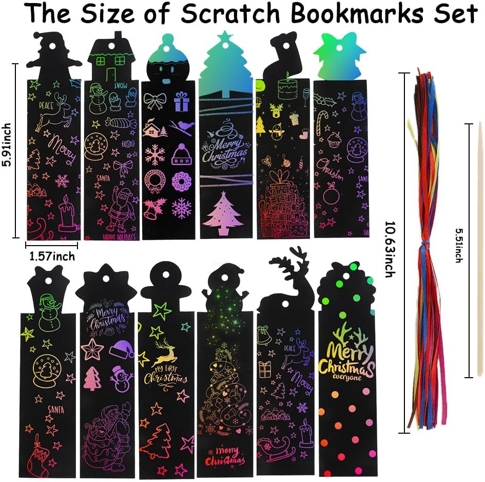 Christian Rainbow Scratch Bookmarks,Easter Basket Stuffers,Party Favors 60 Ribbons 30 Bamboo Stylus Bible Art Crafts Sunday School Crafts Christmas Scratch Off Cards Religious Gifts