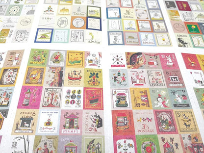 ALIMITOPIA Adhesive Sticker,12 Sheets(240pcs) Stamp Shape DIY Decorative Paper Paster Ornament Mark