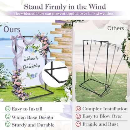 AZEAM Wedding Welcome Sign Stand with 4 Leather Straps for Hanging, 50"x30"x20" Metal Black Wedding Easel Stand for Welcome Sign, Seating Chart Holder for Outside Baby Shower Party Restaurant Poster