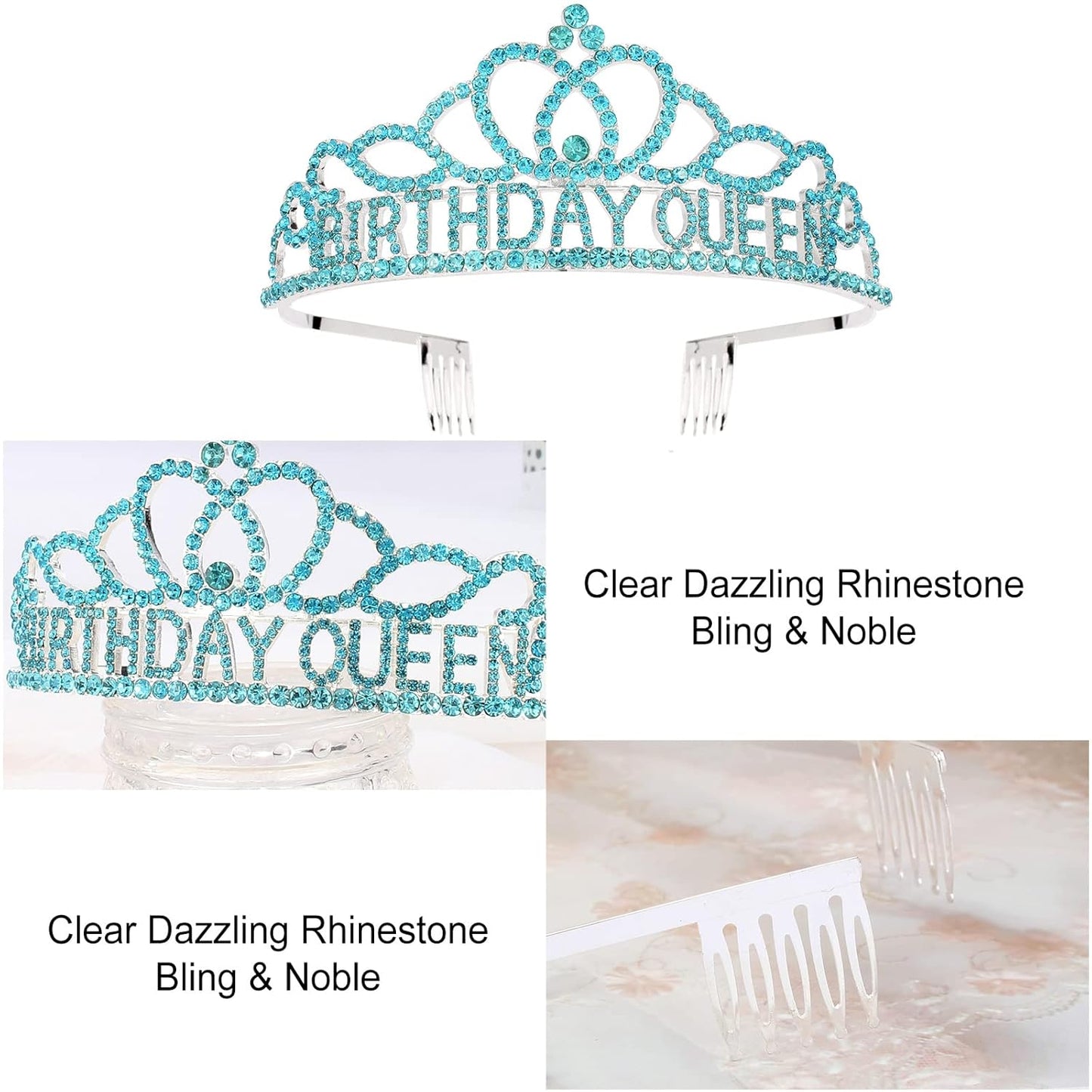 CAVETEE Gold Birthday Crowns and Sash - Queen Tiara for Party Decorations