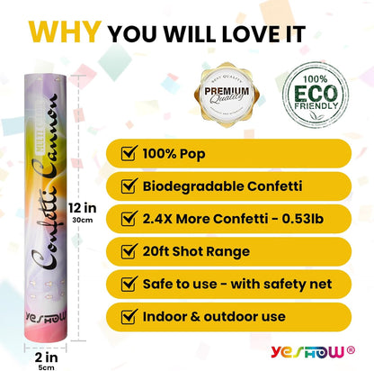 Confetti Cannon Party Poppers Gold,(6 pack) YESHOW Confetti Shooters Blaster for Birthday Graduation Wedding Christmas New Year’s Eve and Valentine's Day Any Celebrations