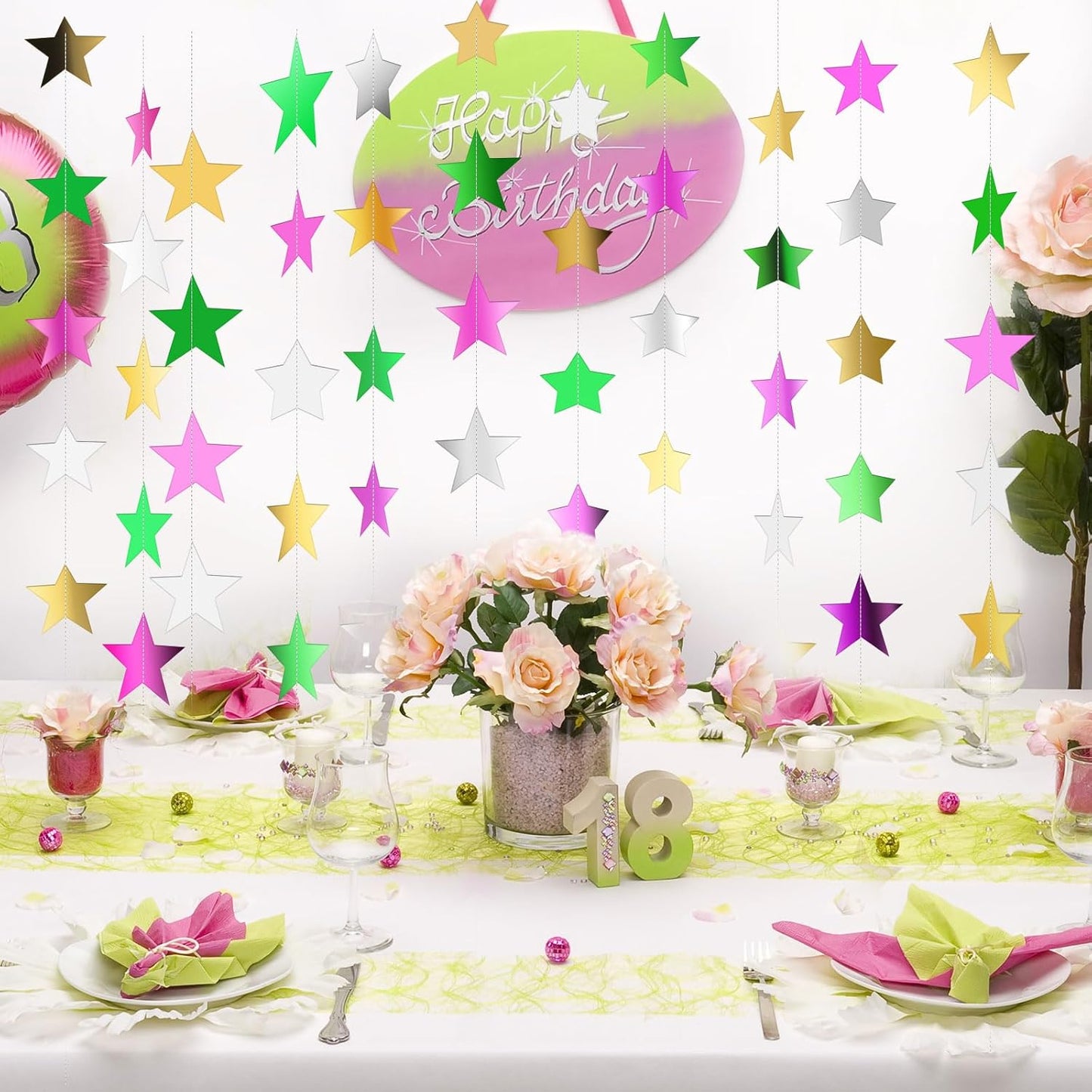 Patelai Glitter Star Garland Banner 2026 Graduation Decor 130 Feet Star Hanging Banner Twinkle Backdrop for Party Birthday Classroom Wedding Supplies(Gold)