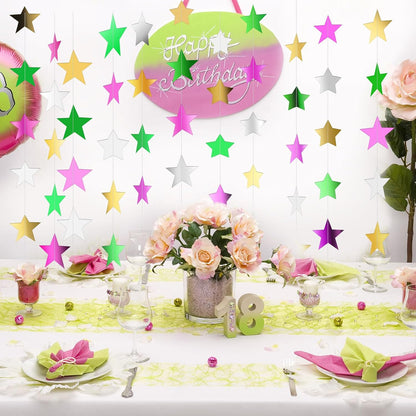 Patelai Glitter Star Garland Banner 2026 Graduation Decor 130 Feet Star Hanging Banner Twinkle Backdrop for Party Birthday Classroom Wedding Supplies(Gold)
