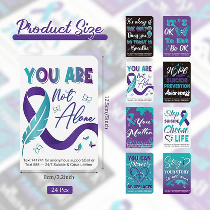 Cinrobiye 24 Pcs Suicide Prevention Awareness Mini Pocket Notebook Bulk Teal Purple Ribbon Motivational Notebook for Suicide Prevention Month Charity Mental Health Care Seminar Party Favors Gifts