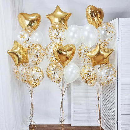 Silver Confetti Balloons 12 inch, Clear Latex Balloon 50pcs Party Balloons for Wedding Bridal Shower Engagement Graduation Birthday Party Decorations