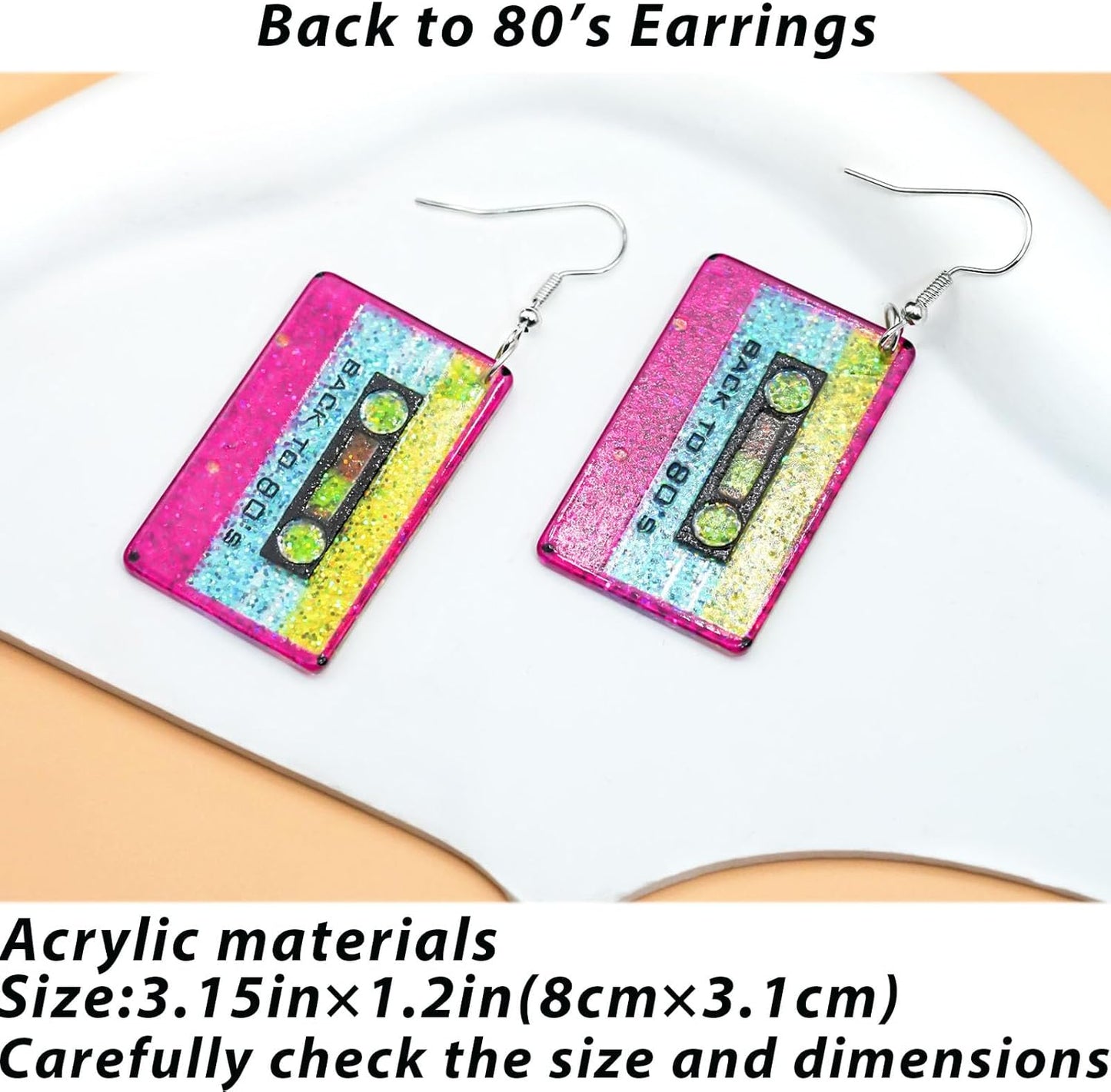 80s 90s Earrings for Women Colorful Lightning Acrylic Drop Earrings Neon Earrings Bulk for 80's 90's Outfit Glow Party Halloween 80s Accessories Jewelry