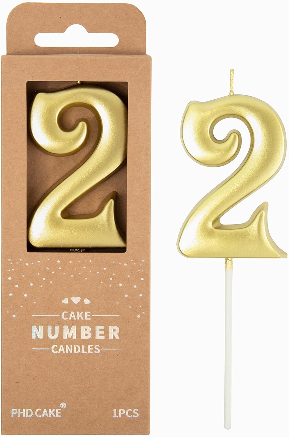 PHD CAKE 2.76 Inch Elegant Gold 1 Number Birthday Candles, Gold Number Candles, Cake Number Candles, Party Celebration