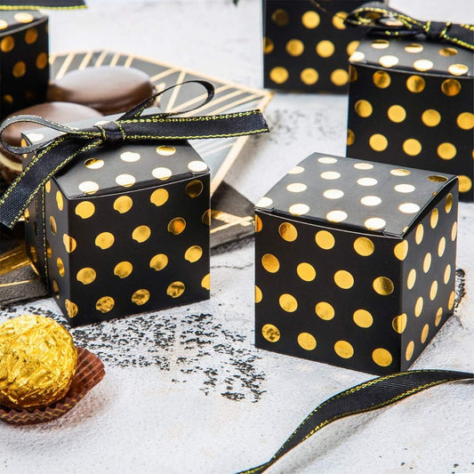 AWELL Dark Green Gift Candy Box Bulk 2x2x2 inches with Green Ribbon Party Favor Box,Pack of 50