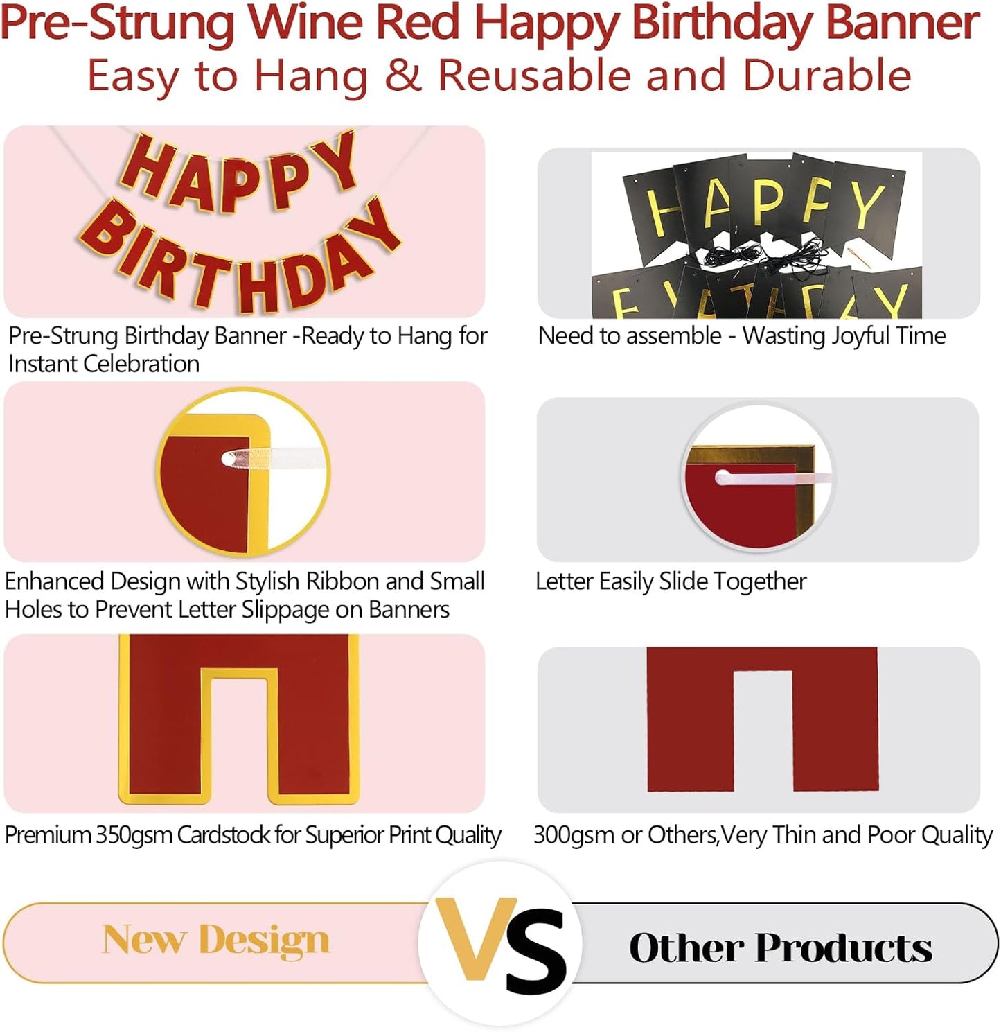 Happy Birthday Banner - 9ft Pre-Strung Happy Birthday Sign for Women, Men, Girls, Boys - No DIY Birthday Decorations & Party Supplies(Macaron)