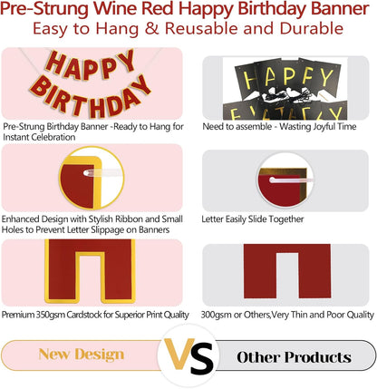 Happy Birthday Banner - 9ft Pre-Strung Happy Birthday Sign for Women, Men, Girls, Boys - No DIY Birthday Decorations & Party Supplies(Macaron)