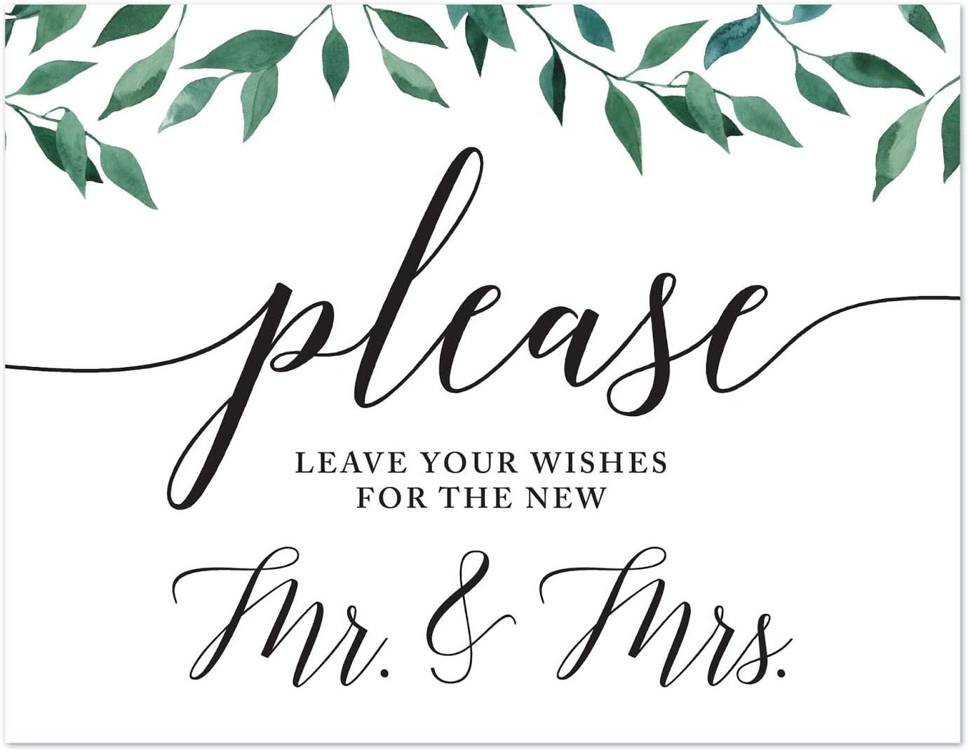 Andaz Press Wedding Party Signs, Natural Greenery Green Leaves, 8.5x11-inch, Bridal Shower Scavenger Hunt, 1-Pack - Colors D