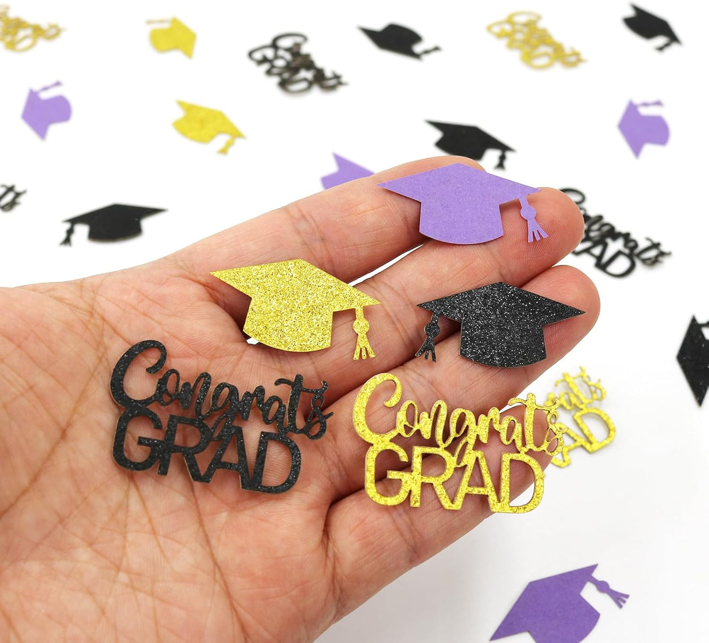 200PC Gold Graduation Confetti Class of 2026 Congrats Grad Confetti for Table Grad Cap Scatters for Graduation party decorations 2026