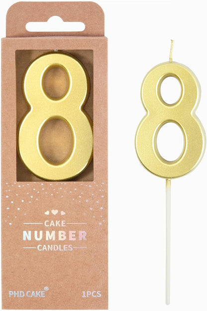 PHD CAKE 2.76 Inch Modern Gold 2 Number Birthday Candles, Gold Number Candles, Cake Number Candles, Party Celebration