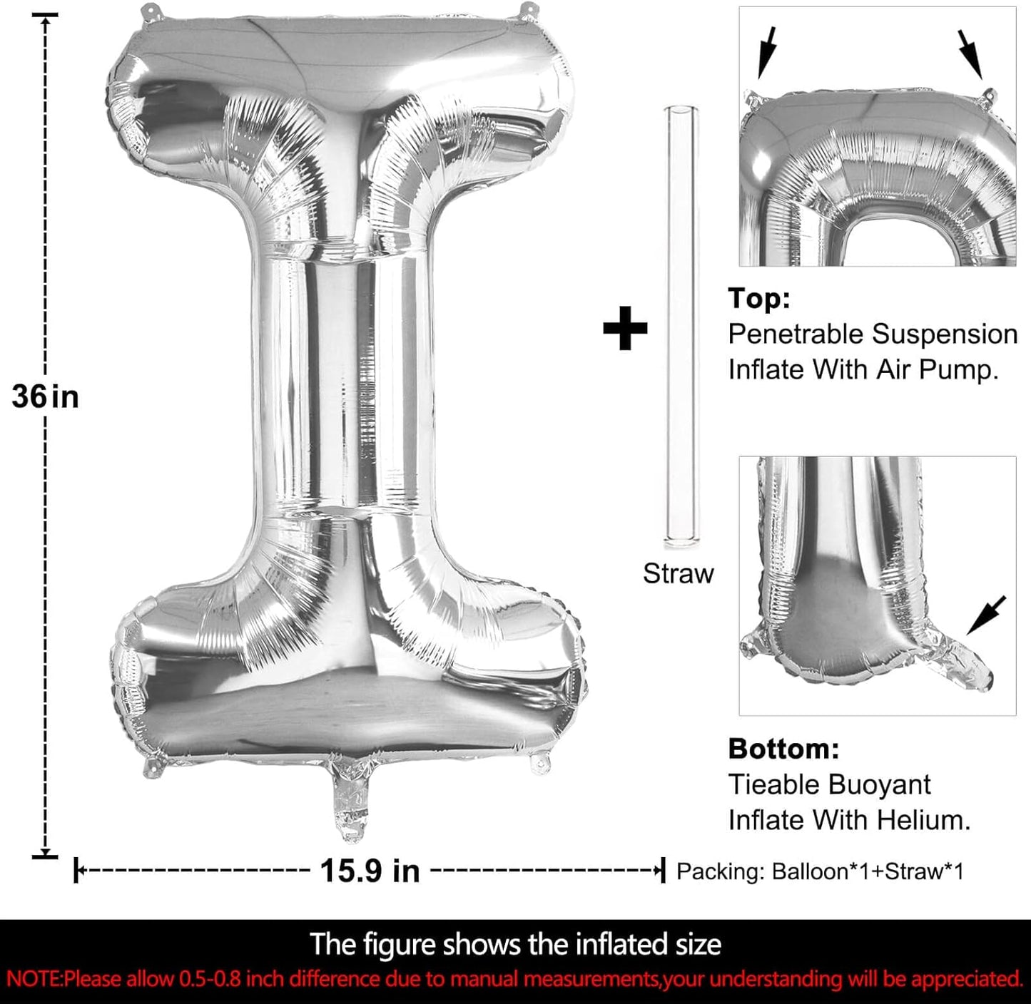 Lovoir 40 Inch Large Silver Letter M Balloons Big Size Jumbo Mylar Foil Helium Balloon for Birthday Party Celebration Decorations Alphabet Silver M