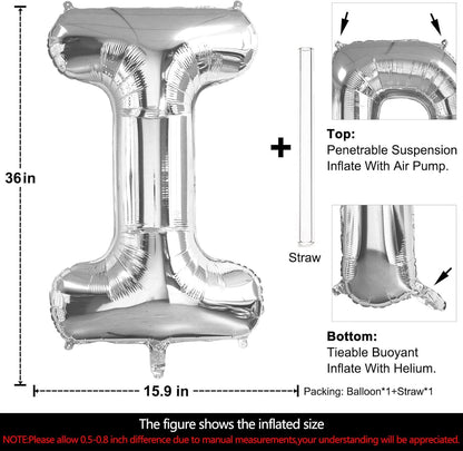 Lovoir 40 Inch Large Silver Letter M Balloons Big Size Jumbo Mylar Foil Helium Balloon for Birthday Party Celebration Decorations Alphabet Silver M